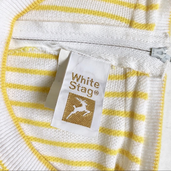 Vintage White & Yellow Vertical Striped T-shirt - Picture 6 of 8